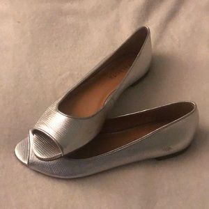 Talbots Silver Peep Toe Flats